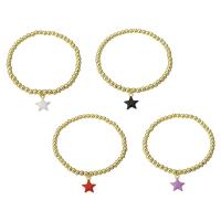 Messing Armband, gold plated, voor vrouw & glazuur, multi-gekleurde, Lengte Ca 6.6 inch, Verkocht door PC