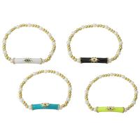 metal Pulsera, con Perlas plásticas, chapado en color dorado, para mujer & esmalte, multicolor, Vendido por UD