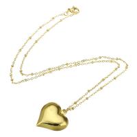 Collier en laiton, coeur, Placage de couleur d'or, pour femme, 22x22mm, Longueur Environ 19 pouce, Vendu par PC