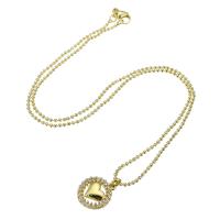 Cubic Zircon Micro Pave Brass Necklace gold color plated micro pave cubic zirconia & for woman & hollow Length Approx 18 Inch Sold By PC