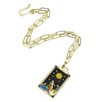 Collier en laiton, Placage de couleur d'or, pour femme & émail, noire, 25x46mm, Longueur Environ 20.5 pouce, Vendu par PC