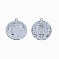 Pendentifs en alliage de zinc, Plat rond, Placage, unisexe, plus de couleurs à choisir, protéger l'environnement, sans nickel, plomb et cadmium, 28mm, Vendu par PC