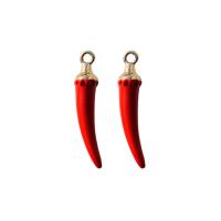 Ciondoli di smalto di lega di zinco, lega in zinco, Cayenne, placcato color oro, unisex, rosso, assenza di nichel,piombo&cadmio, 6x32mm, Venduto da PC