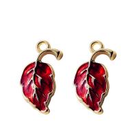 Zinc Alloy Enamel Pendants Leaf gold color plated Unisex nickel lead & cadmium free Sold By PC