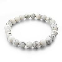 Howlite Bracelet Round Unisex white Length 7.48 Inch Sold By PC