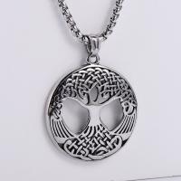 Nerezová ocel šperky náhrdelník, 304 Stainless Steel, Tree of Life, módní šperky & různé styly pro výběr & pro muže, Původní barva, 40x40mm, Délka 60 cm, Prodáno By PC