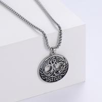 Nerezová ocel šperky náhrdelník, 304 Stainless Steel, Tree of Life, módní šperky & různé styly pro výběr & pro muže, Původní barva, 38x38mm, Délka 60 cm, Prodáno By PC