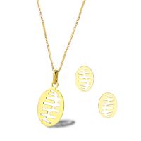 Titantium acciaio set di gioielli fashion, Orecchino a bottone & Collana, with 1.97inch extender chain, 2 pezzi & gioielli di moda & per la donna, dorato, 26*19mm,19*14mm, Lunghezza Appross. 17.72 pollice, Venduto da PC