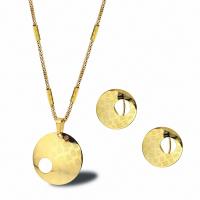 Titantium acciaio set di gioielli fashion, Orecchino a bottone & Collana, with 1.97inch extender chain, Placcato oro 18K, 2 pezzi & gioielli di moda & per la donna, dorato, Lunghezza Appross. 17.72 pollice, Venduto da set