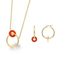 Titantium acciaio set di gioielli fashion, orecchino & Collana, with 1.97inch extender chain, lucido, 2 pezzi & gioielli di moda & per la donna, nessuno, 31*25mm,38*30mm, Lunghezza Appross. 17.72 pollice, Venduto da set