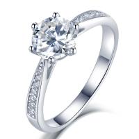 Cubic Zirconia Micro bana Sterling Silver ringar, 925 sterling silver, platinerade, olika storlek för val & micro bana cubic zirconia & för kvinna, 6.50mm, Storlek:5-9, Säljs av PC