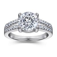 Zircon cubique Micro Pave Sterling Silver Rings, Argent sterling 925, Plaqué de platine, normes différentes pour le choix & pavé de micro zircon & pour femme, 7mm, Taille:5-10, Vendu par PC