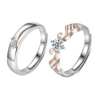 Zirkonia Micro Pave Sterling Silber Ringe, 925er Sterling Silber, plattiert, unisex & verschiedene Stile für Wahl & Micro pave Zirkonia, Größe:5-10, verkauft von PC