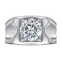 Zircon cubique Micro Pave Sterling Silver Rings, Argent sterling 925, Motif géométrique, Plaqué de platine, normes différentes pour le choix & pavé de micro zircon & pour homme, 9mm, Taille:8-12, Vendu par PC