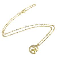 Cubic Zircon Micro Pave Brass Necklace gold color plated micro pave cubic zirconia & for woman Length Approx 18 Inch Sold By PC