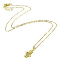 Cubic Zircon Micro Pave Brass Necklace Bear gold color plated micro pave cubic zirconia & for woman Length Approx 19.5 Inch Sold By PC