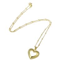 Cubic Zircon Micro Pave Brass Necklace Heart gold color plated micro pave cubic zirconia & for woman & hollow Length Approx 17.5 Inch Sold By PC