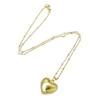 Cubic Zircon Micro Pave Brass Necklace Heart gold color plated micro pave cubic zirconia & for woman & hollow Length Approx 17.5 Inch Sold By PC