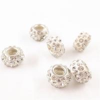 Rhinestone zinklegering Kralen, Zinc Alloy, plated, DIY & met strass, zilver, 12x7x5mm, Verkocht door PC