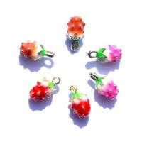 Zinc Alloy émail Pendants, alliage de zinc, fraise, plus de couleurs à choisir, 13x6mm, Vendu par PC