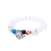 Des billes de verre bracelet, avec Nuit-Lumière-Pierre & Pierre naturelle & alliage de zinc, unisexe & lumineux, couleurs mélangées, Longueur 20 cm, Vendu par PC