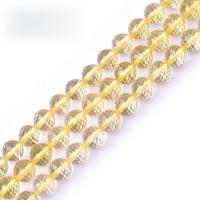 Perles Citrine naturelles, perles de citrine, Rond, poli, DIY & normes différentes pour le choix & styles différents pour le choix, Jaune, Vendu par Environ 15.35 pouce brin