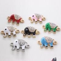 Animal Zinc Alloy Connector Elephant plated DIY & enamel & with rhinestone & 1/1 loop nickel lead & cadmium free Sold By PC