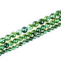 Naturlige kvarts smykker perler, Green Phantom Quartz, Runde, du kan DIY & forskellig størrelse for valg, flere farver til valg, Solgt Per 14.96 inch Strand