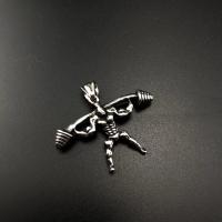 Nerezová ocel Šperky Přívěsky, 304 Stainless Steel, Muscle Man, lesklý, módní šperky & DIY & unisex & černat, 42x29x7mm, Prodáno By PC