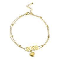 Bijoux bracelet en acier inoxydable, Acier inoxydable 304, Double couche & bijoux de mode & pour femme, doré, 25*7mm,9*10mm, Longueur Environ 11 pouce, Vendu par PC