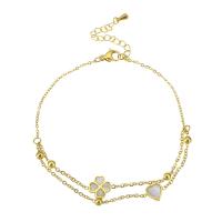 Bijoux bracelet en acier inoxydable, Acier inoxydable 304, avec coquille, bijoux de mode & pour femme, doré, 13*9mm,11*7mm,1.5mm, Longueur Environ 10 pouce, Vendu par PC