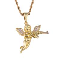 Zinc Alloy Jewelry Necklace Angel plated Unisex & with rhinestone nickel lead & cadmium free Length Approx 23.6 Inch Sold By PC