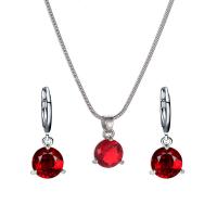 Set gioielli in lega di zinco, orecchino & Collana, lega in zinco, with 2inch extender chain, Cerchio, placcato color platino, 2 pezzi & Micro spianare cubic zirconia & per la donna, nessuno, assenza di nichel,piombo&cadmio, 24mm, 9mm, Lunghezza Appross. 16.1 pollice, Venduto da set