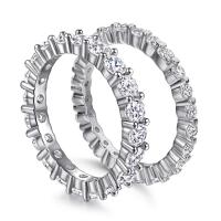 Zircon cubique Micro Pave Sterling Silver Rings, Argent sterling 925, Plaqué de platine, normes différentes pour le choix & styles différents pour le choix & pavé de micro zircon & pour femme, Taille:5-10, Vendu par PC