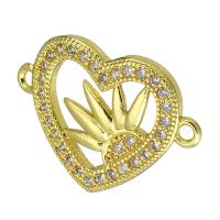 Cubic Zirconia Micro Pave Brass Connector Heart gold color plated micro pave cubic zirconia & hollow Approx 1mm Sold By PC