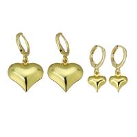 Messing Huggie Hoop Drop Earring, Hart, gold plated, verschillende grootte voor keus & voor vrouw, Verkocht door pair