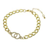 metal Pulsera, chapado en color dorado, micro arcilla de zirconia cúbica & para mujer, longitud aproximado 9.5 Inch, Vendido por UD