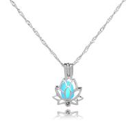 luminated Ketting, Zinc Alloy, met Nacht-licht + steen, golfketting & voor vrouw, meer kleuren voor de keuze, 22x15mm, Lengte 45 cm, Verkocht door PC