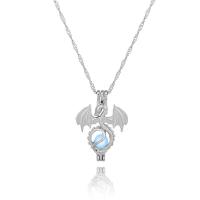 luminated Ketting, Zinc Alloy, met Nacht-licht + steen, golfketting & voor vrouw, meer kleuren voor de keuze, 32x23mm, Lengte 45 cm, Verkocht door PC