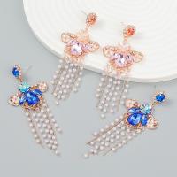 Fashion Fringe Earrings Zinc Alloy fashion jewelry & for woman & with rhinestone Sold By Pair