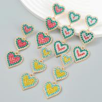 Zinc Alloy Øreringe, Heart, mode smykker & for kvinde & med rhinestone, flere farver til valg, 65x22mm, Solgt af par