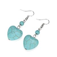 Synthetische Turquoise Drop Earring, Hart, Vintage & mode sieraden & voor vrouw, meer kleuren voor de keuze, 20x54mm, Verkocht door pair