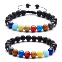 Edelsteen armbanden, Lava, met Edelsteen, Ronde, mode sieraden & uniseks, meer kleuren voor de keuze, 8mm, Lengte Ca 7.48 inch, Verkocht door PC