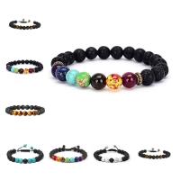 Gemstone Náramky, Láva, s Drahokam, Kolo, módní šperky & různé materiály pro výběr & unisex, více barev na výběr, 8mm, Délka Cca 7.48 inch, Prodáno By PC