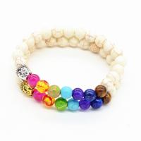 Pulseiras de pedras preciosas, Pedra natural, with liga de zinco, Roda, banhado, joias de moda & para mulher, Mais cores pare escolha, 8mm, comprimento Aprox 7.48 inchaltura, vendido por PC