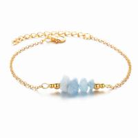 Gemstone Chips Armband, met RVS 303, met 1.97Inch extender keten, Onregelmatige, Galvanische beplating, mode sieraden & geverfd & voor vrouw, blauw, 3-8mm, Lengte Ca 7.68 inch, Verkocht door PC