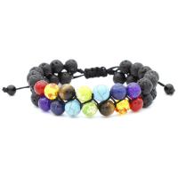 Pulseras de Gemas Estilo Woven Ball, lava, con Piedras preciosas, Esférico, Joyería & unisexo, color mixto, 16mm, longitud aproximado 7.48 Inch, Vendido por UD