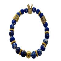 Pulsera de Turquesa, Turquesa natural, con metal, Esférico, chapado en color dorado, Joyería & unisexo & antifatiga & micro arcilla de zirconia cúbica, más colores para la opción, 8mm, longitud aproximado 7.48 Inch, Vendido por UD