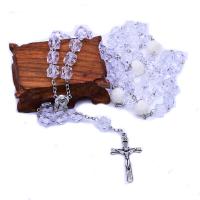 Rosary karoliai, Plastmasinis, su Cinko lydinys, Kirsti, sidabro spalva padengtas, unisex, 10mm, Ilgis 22.83 Inch, Pardavė PC