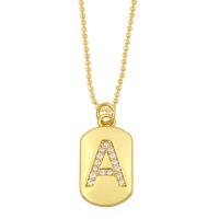 Cubic Zircon Micro Pave Brass Necklace Alphabet Letter gold color plated & micro pave cubic zirconia golden nickel lead & cadmium free Length 16.93 Inch Sold By PC